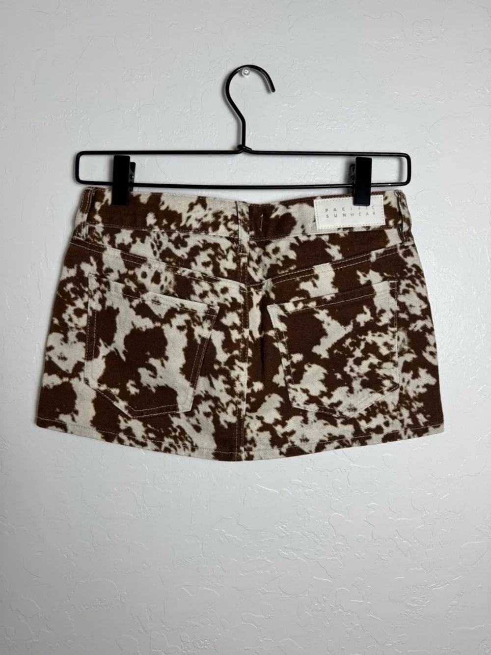 PacSun Cow Print Low Rise Denim Micro Skirt